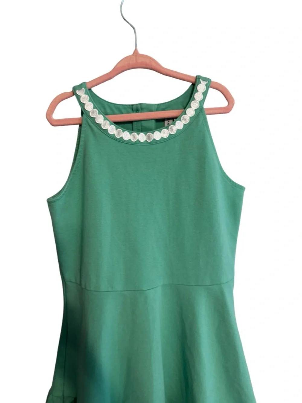 Janie and Jack Girls Kelly Green Ponte Dress Size 10 White Eyelet Collar